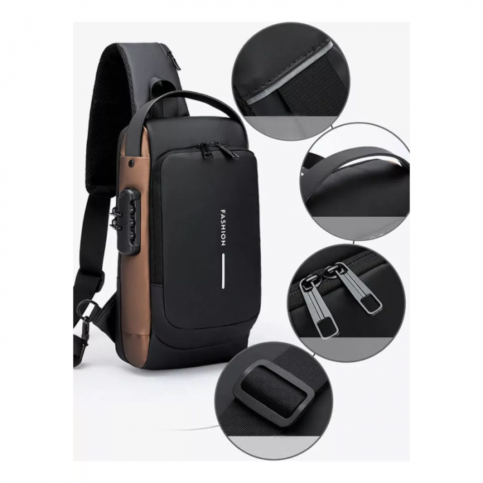 Mochila Pectoral Antirrobo con Puerto de Carga USB