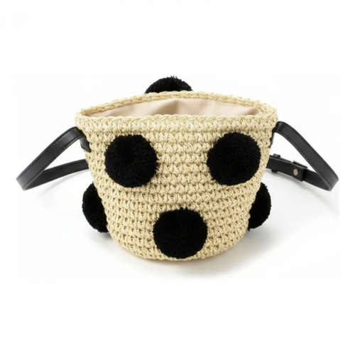 Bolso Playero de Raffia Tejida Pompones