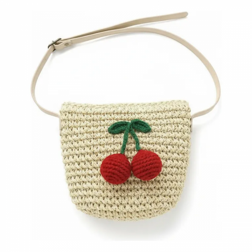 Bolso Playero de Raffia Cerezas