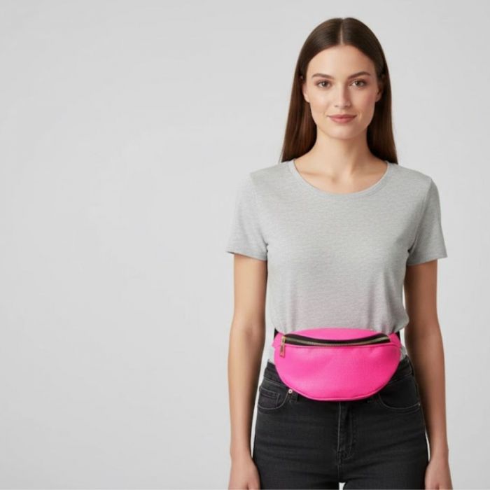 Riñonera Mujer Fluo Textura Snake Cuero Ecológico | Total Chic Rosa